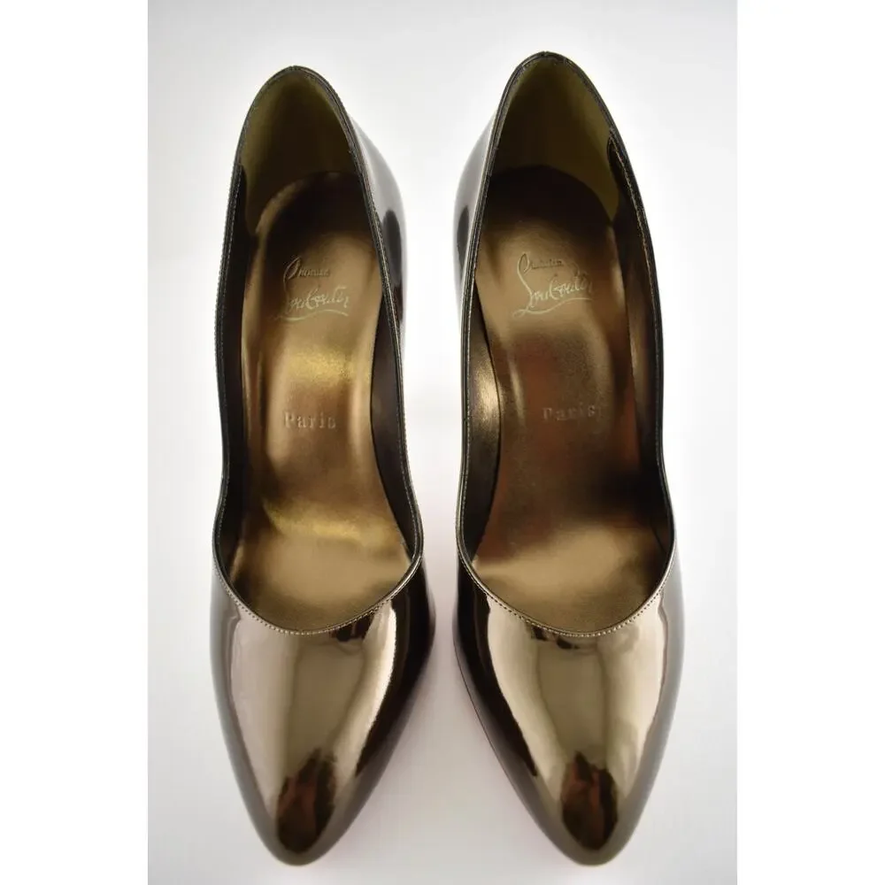 Christian Louboutin Fannylove 100 Bronzo Brown Metallic Leather Heel Pump 40